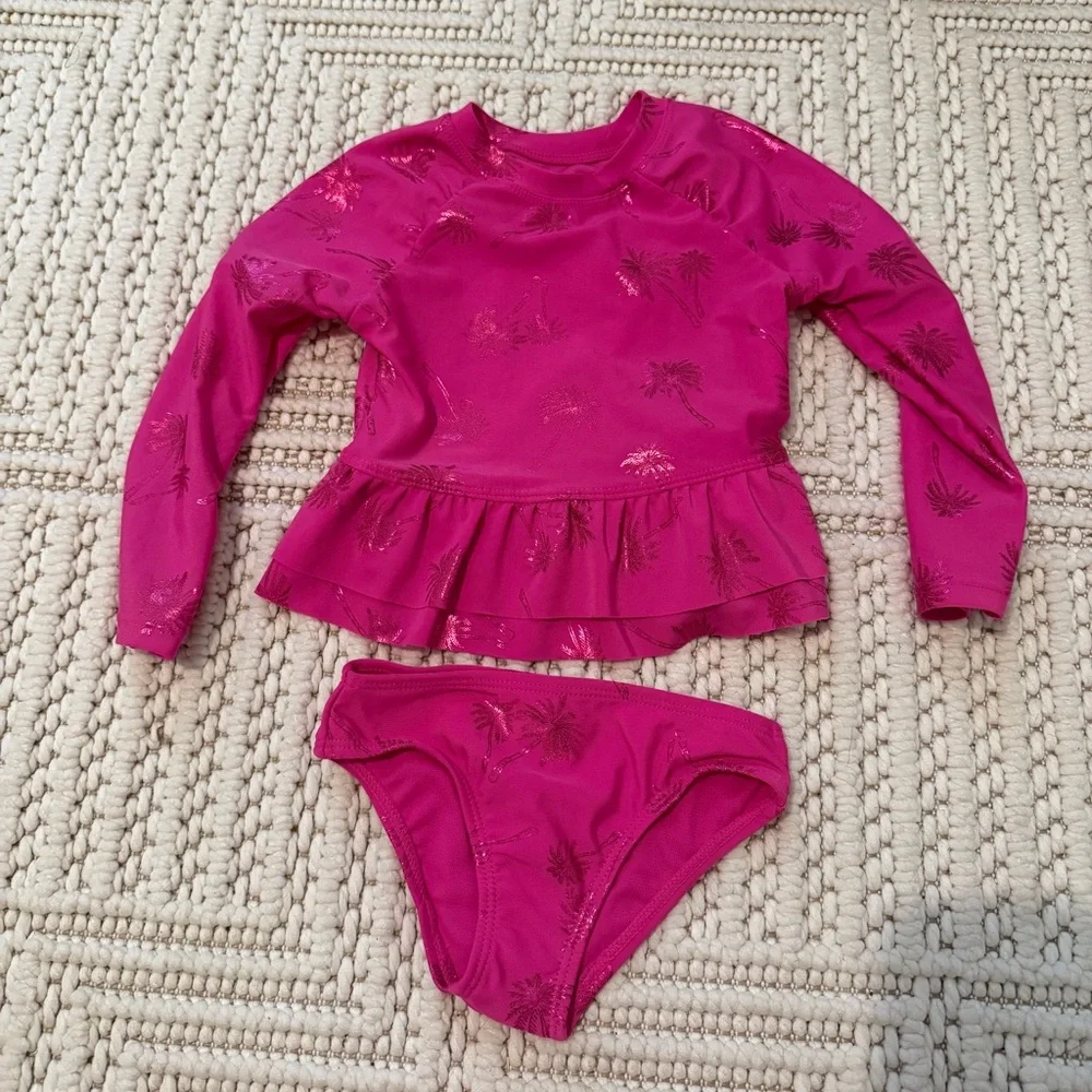 Wonder Nation Fuchsia Swim Rashguard Set - Picture 1 of 3